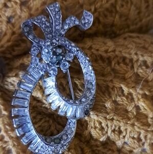 Sparkling Silver Crystal Bow Brooch